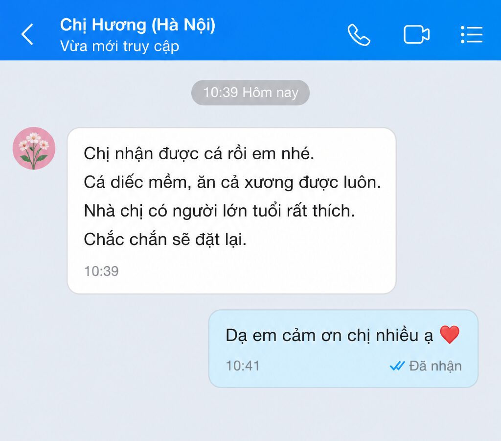 Tin nhắn khách hàng – Chị Hương (Hà Nội)