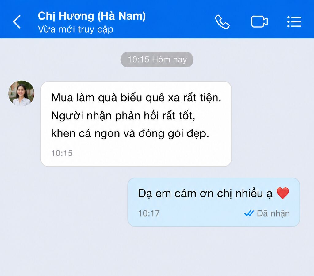 Tin nhắn khách hàng – Chị Hương (Hà Nam)